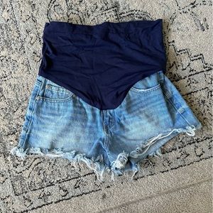 Pink blush maternity shorts